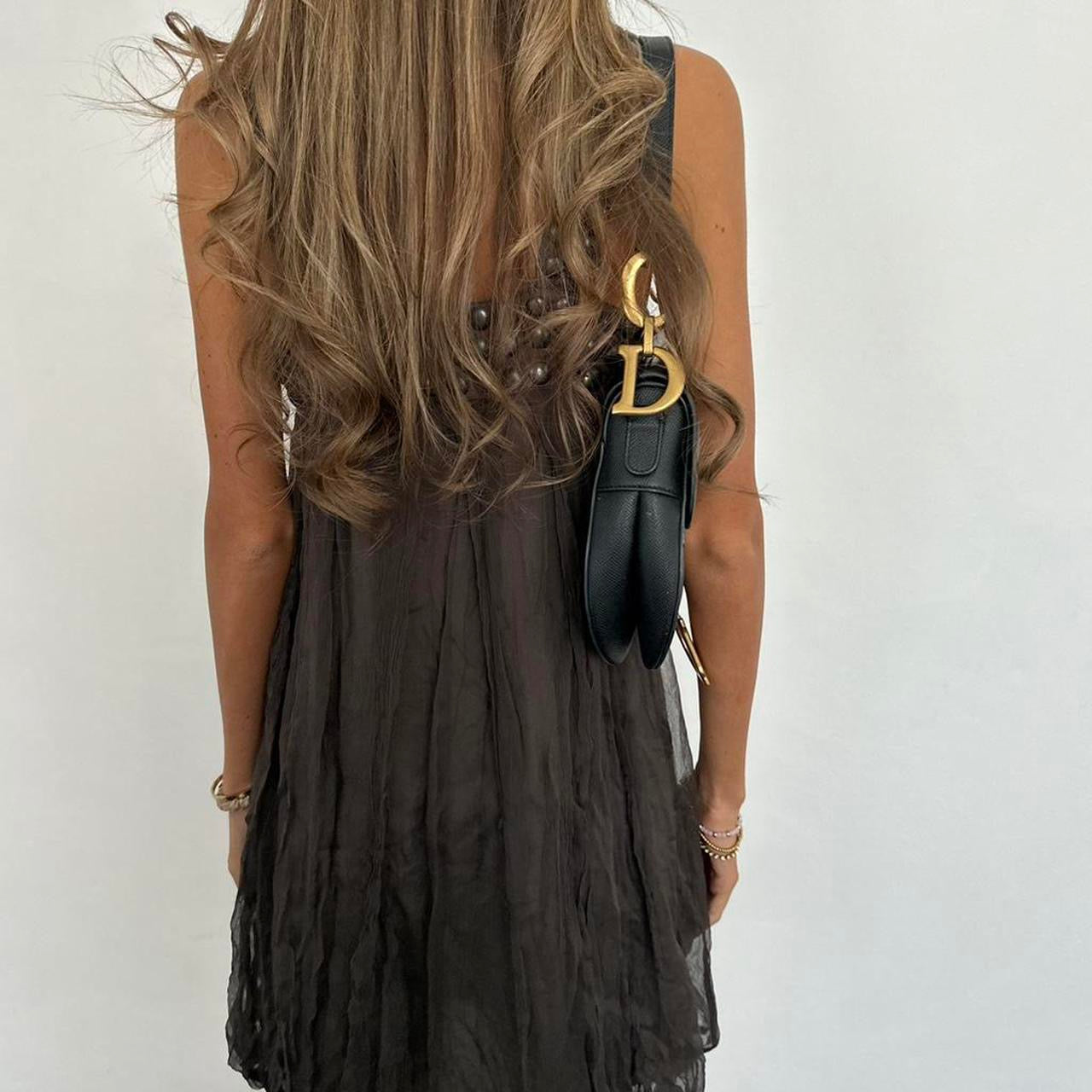 Vintage 00s brown boho mini dress