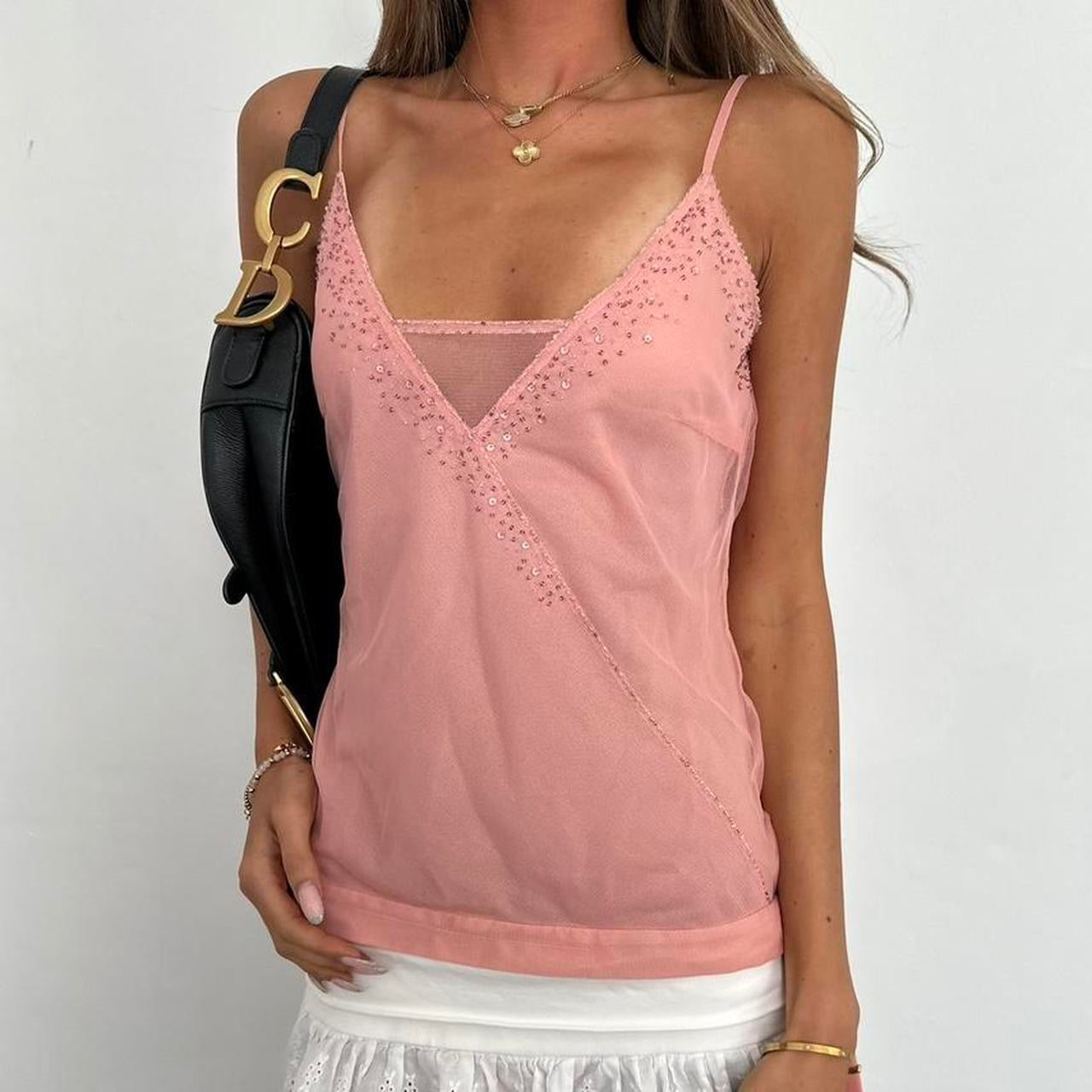 Vintage 90’s pink silky tie top