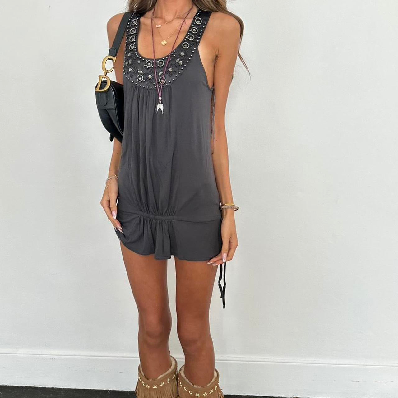 Vintage grey sequin mini dress