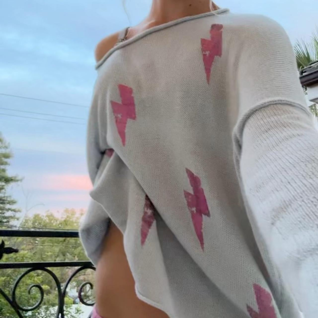 Vintage pink lighting bolt sweater