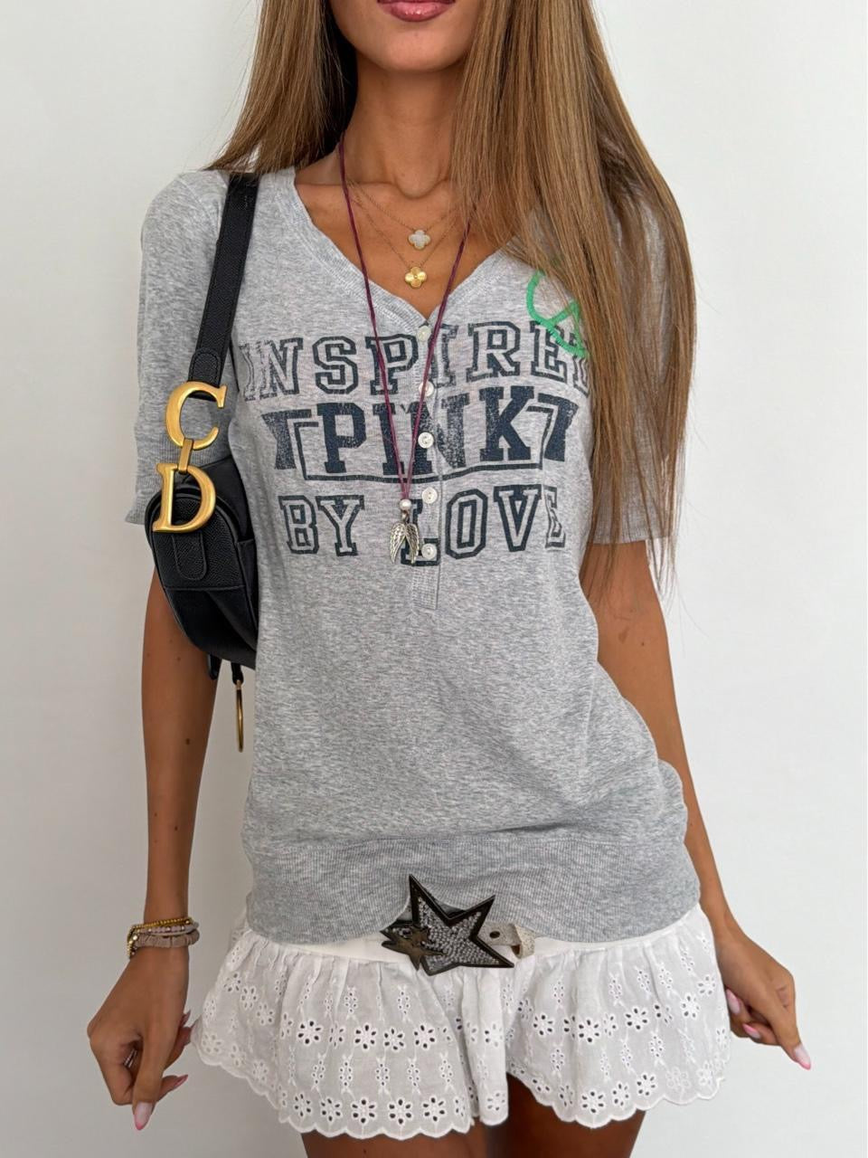 Vintage 00’s Victoria’s Secret grey graphic top