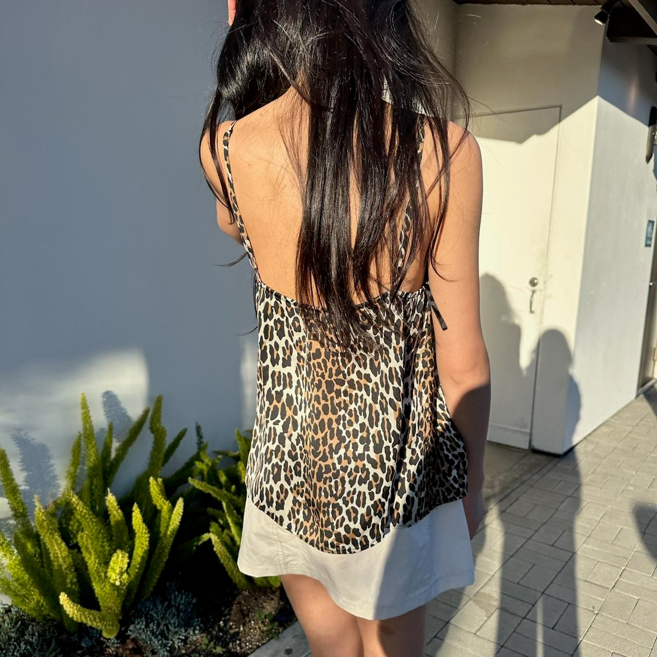 Vintage leopard print silky cami top