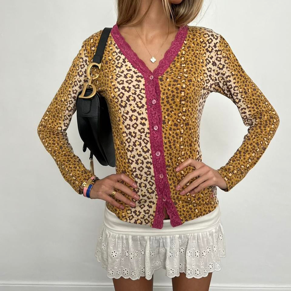 Vintage 90’s lace leopard print cardigan