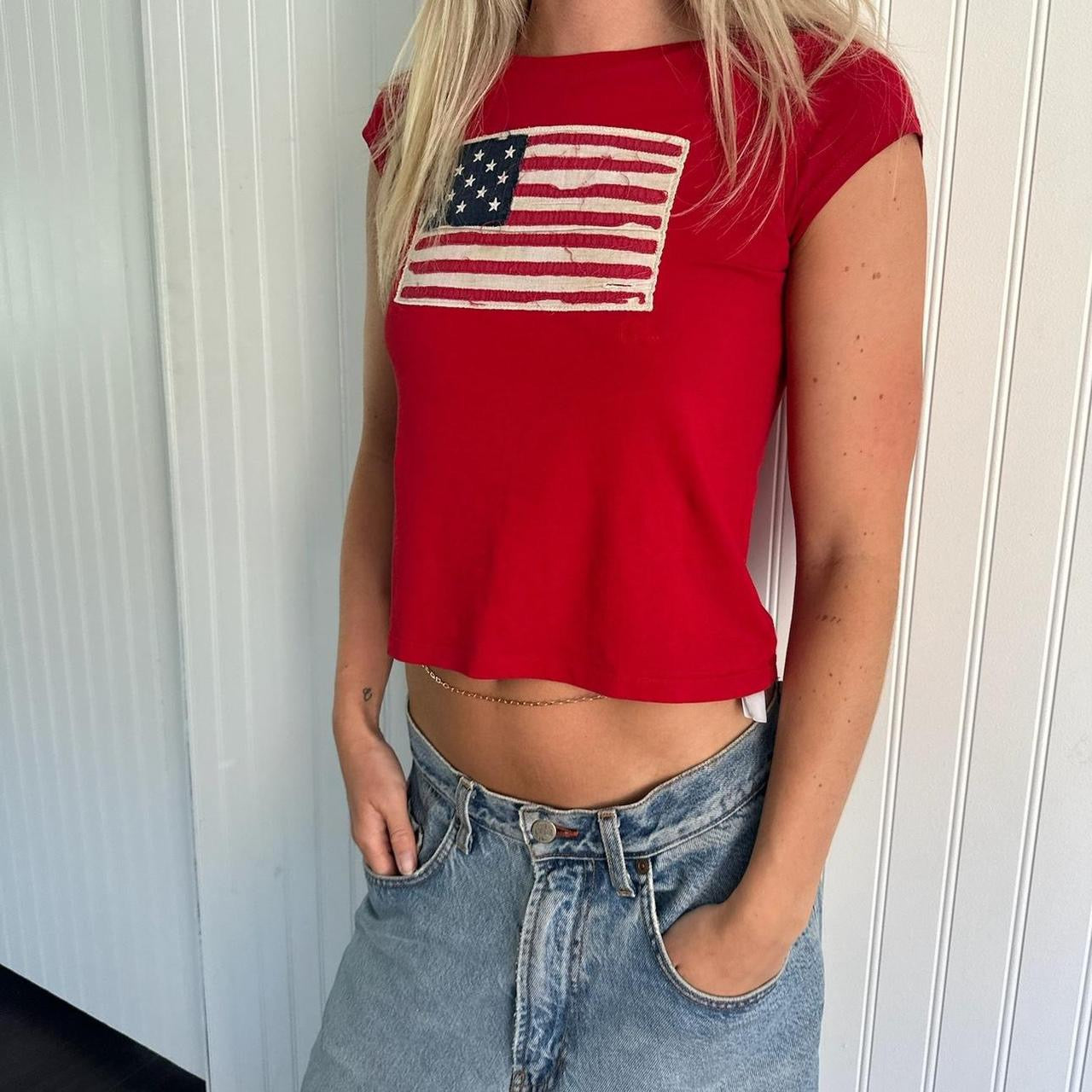 Vintage 90’s Ralph Lauren red flag baby tee