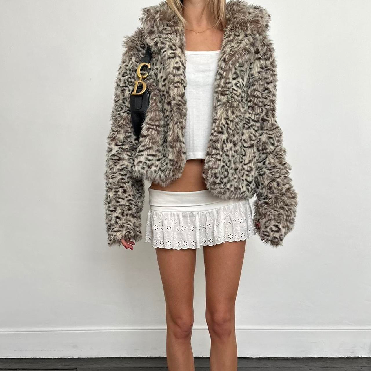 Vintage cheetah print faux fur jacket