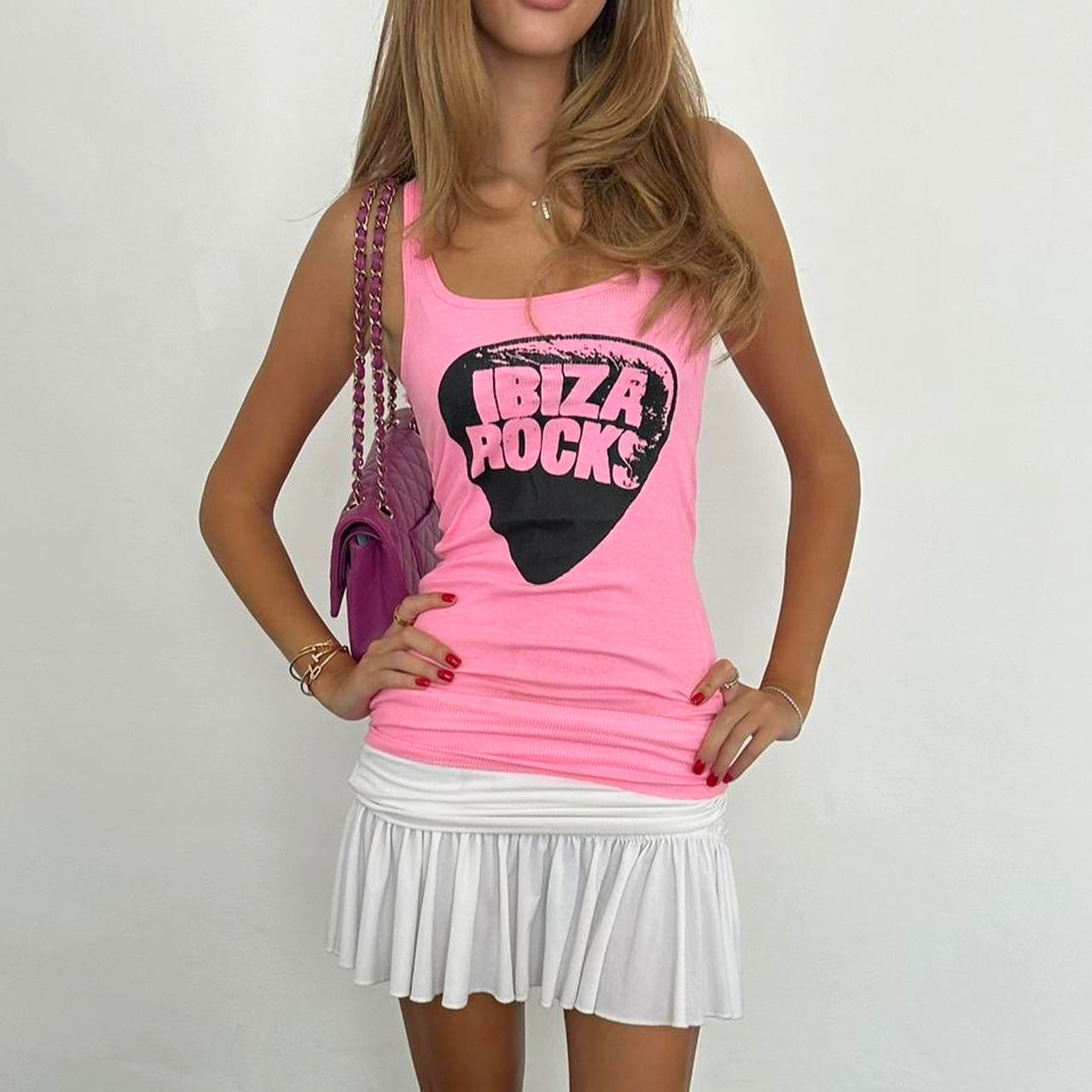 Vintage 00s pink ibiza rocks top