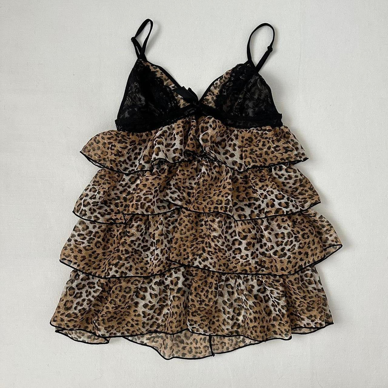 Vintage 90’s leopard ruffle mini dress