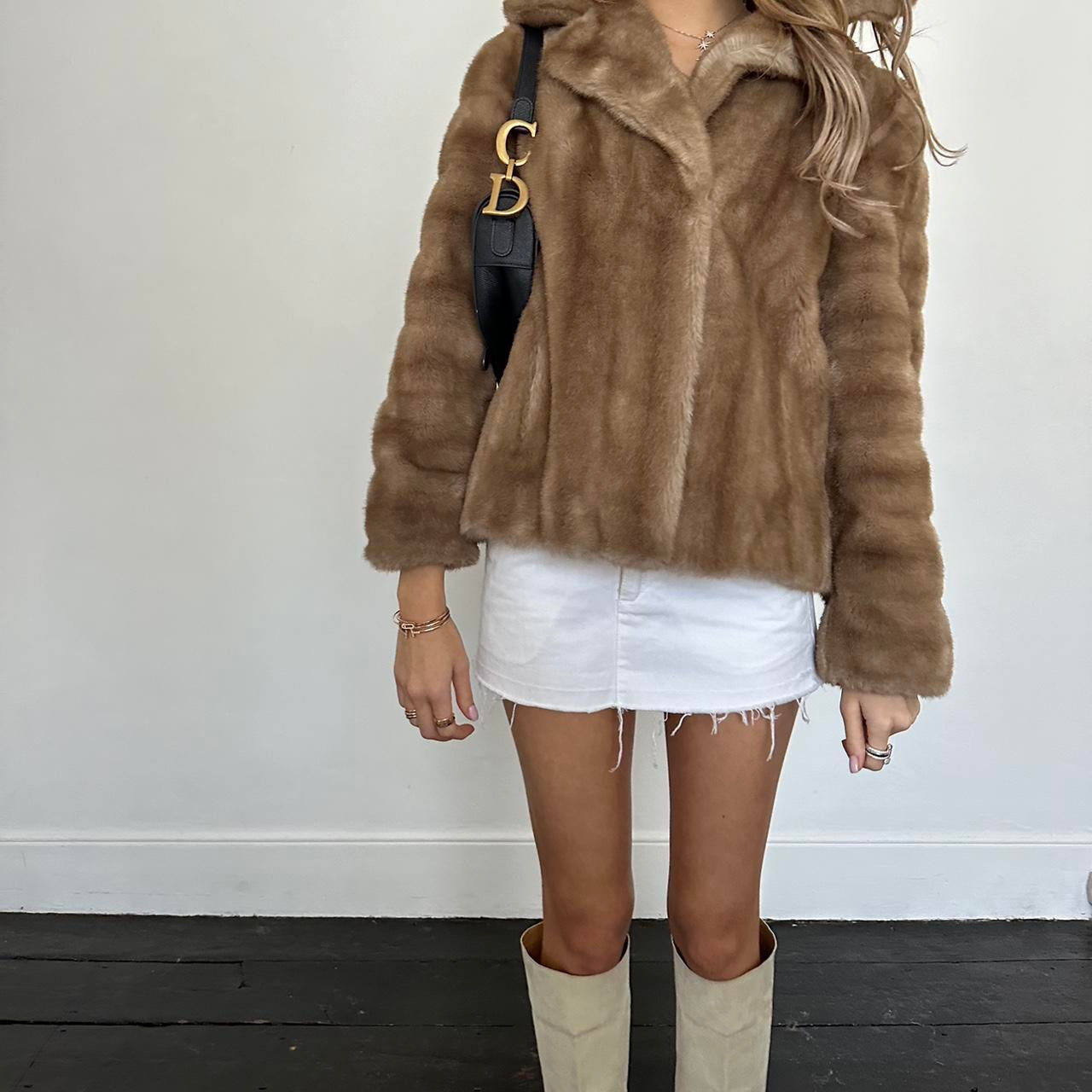 Vintage 2000’s brown faux fur jacket