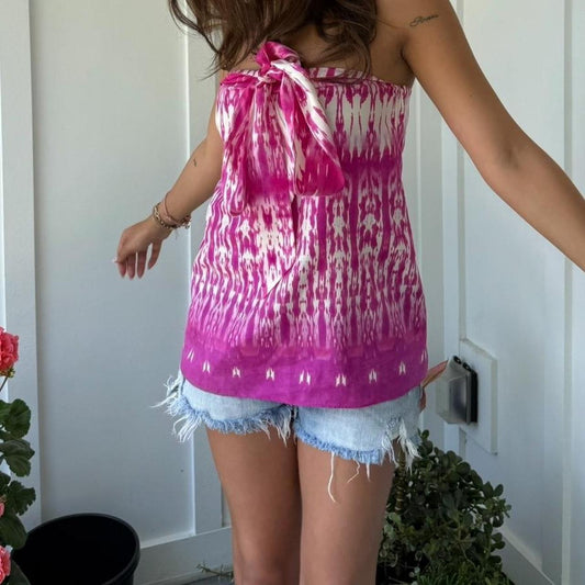 Vintage 90’s silk dark pink halter neck summer top