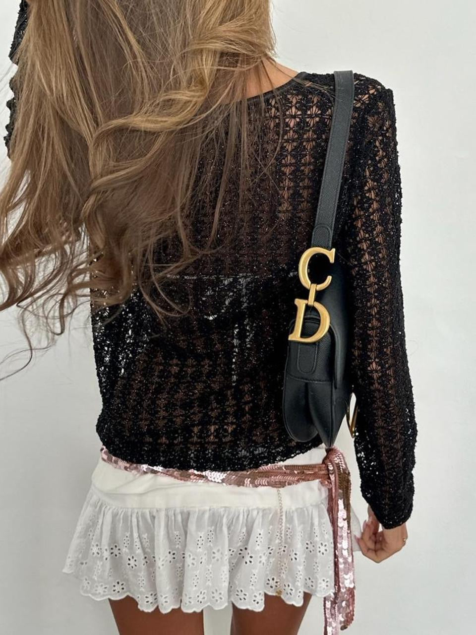 Vintage 00’s black lace cardigan top