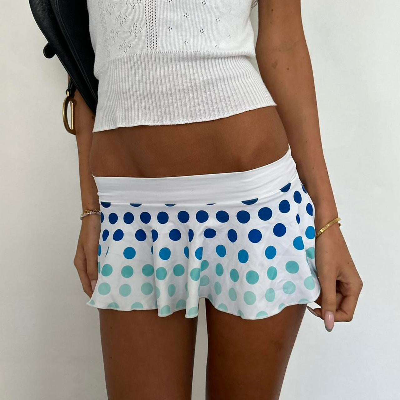 Vintage 90’s blue polka dot micro mini skirt