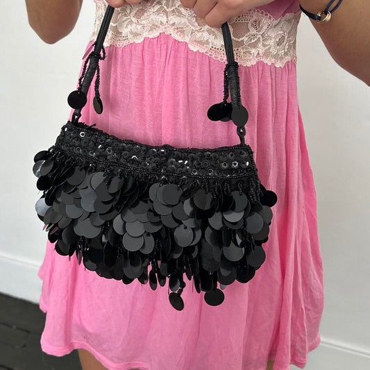 Vintage black sequin shoulder bag