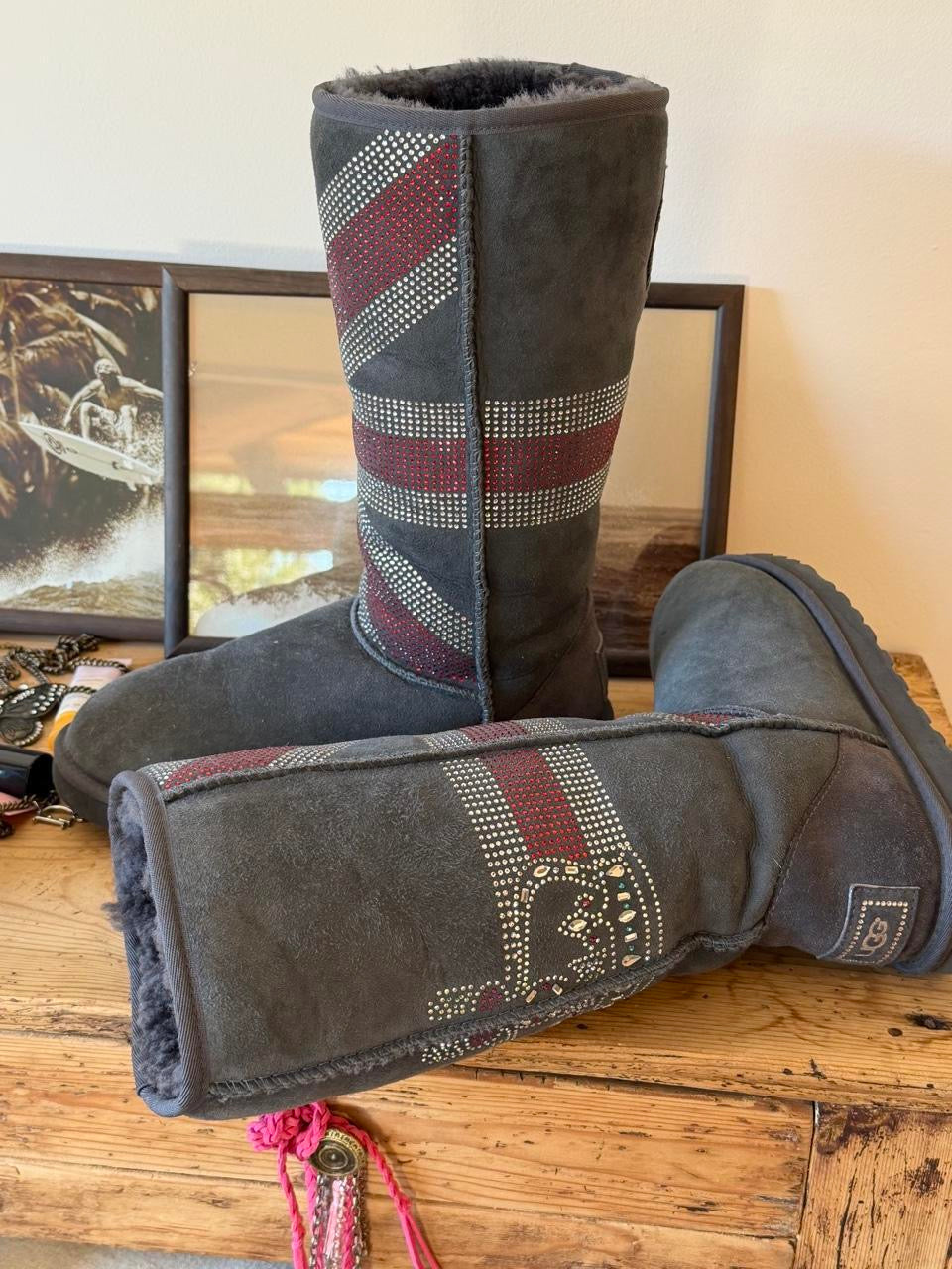 Vintage RARE 2011 Ugg Union Jack Swarovski boots