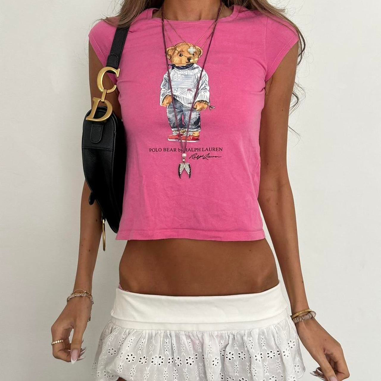 Vintage Ralph Lauren pink bear baby tee