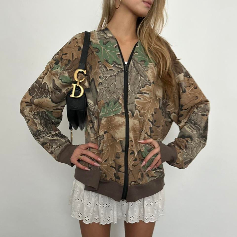 Vintage camo zip up hoodie