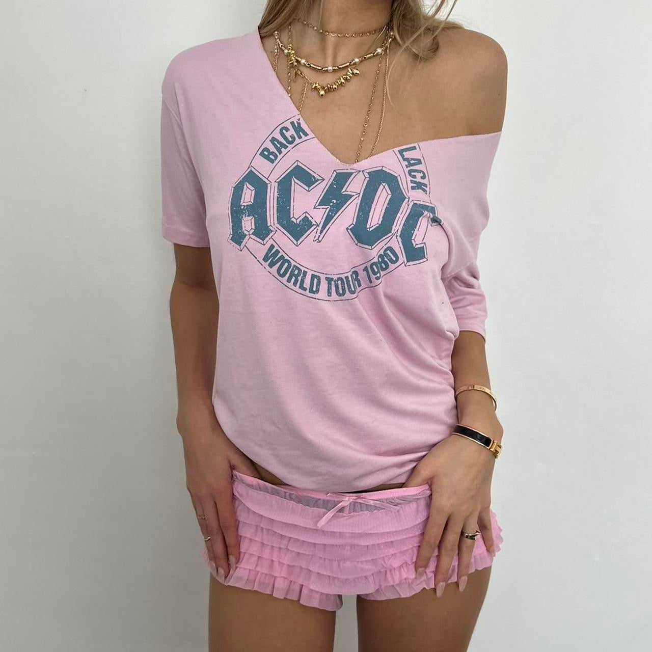 Vintage AC/DC off the shoulder tee