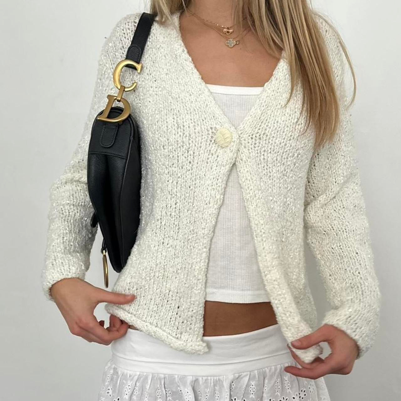 Vintage 90’s white knit cardigan top