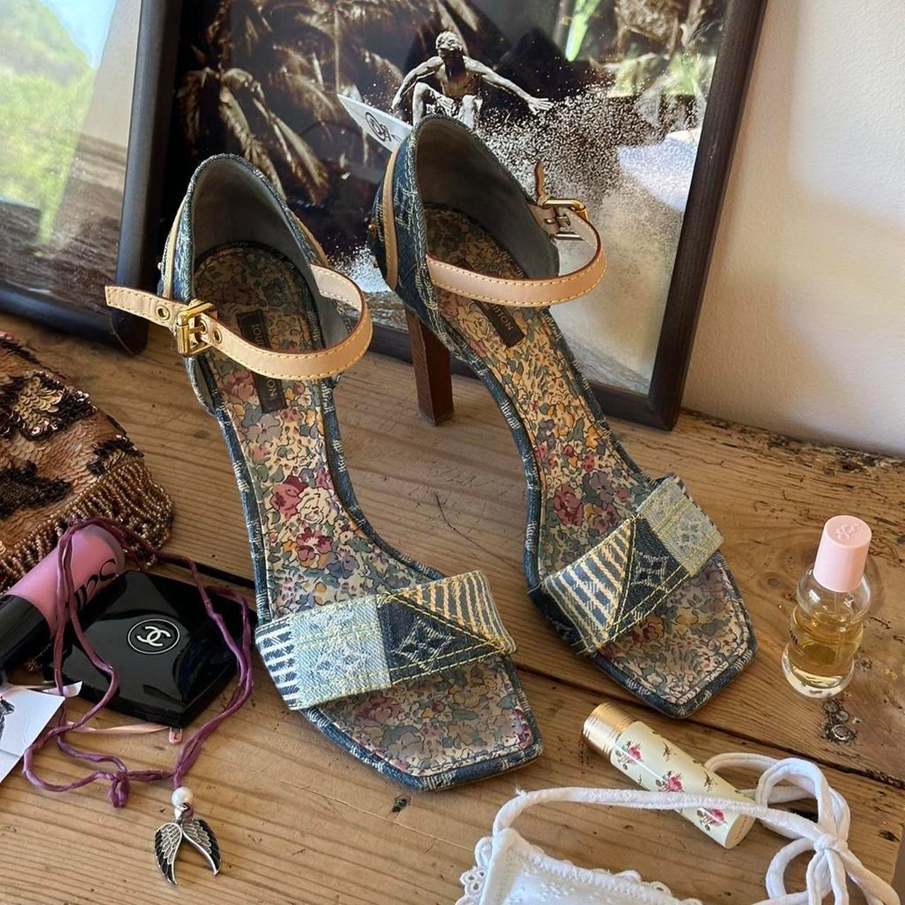 Louis Vuitton Denim Monogram Heeled Sandals