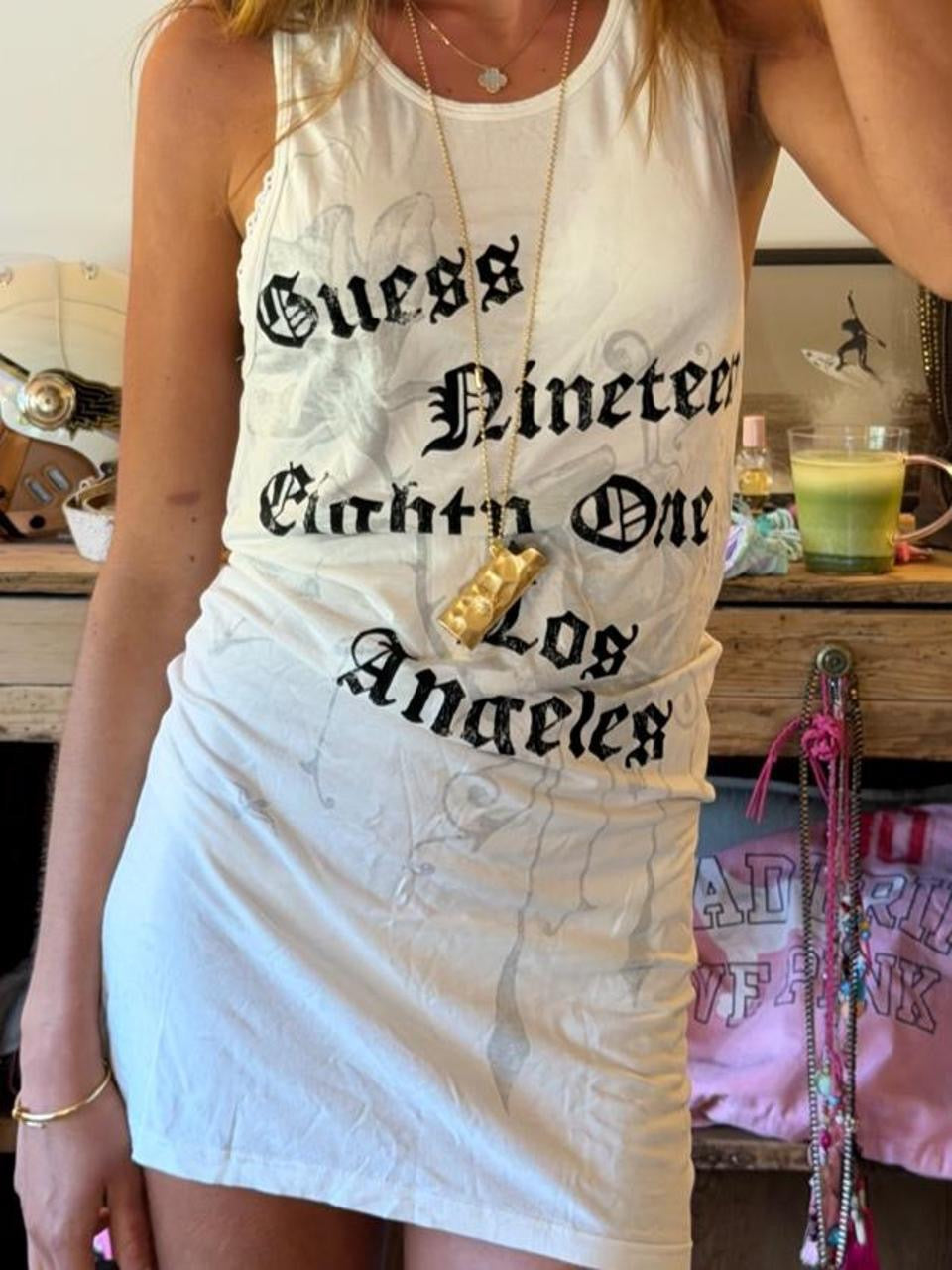 Vintage 00’s Guess white graphic dress