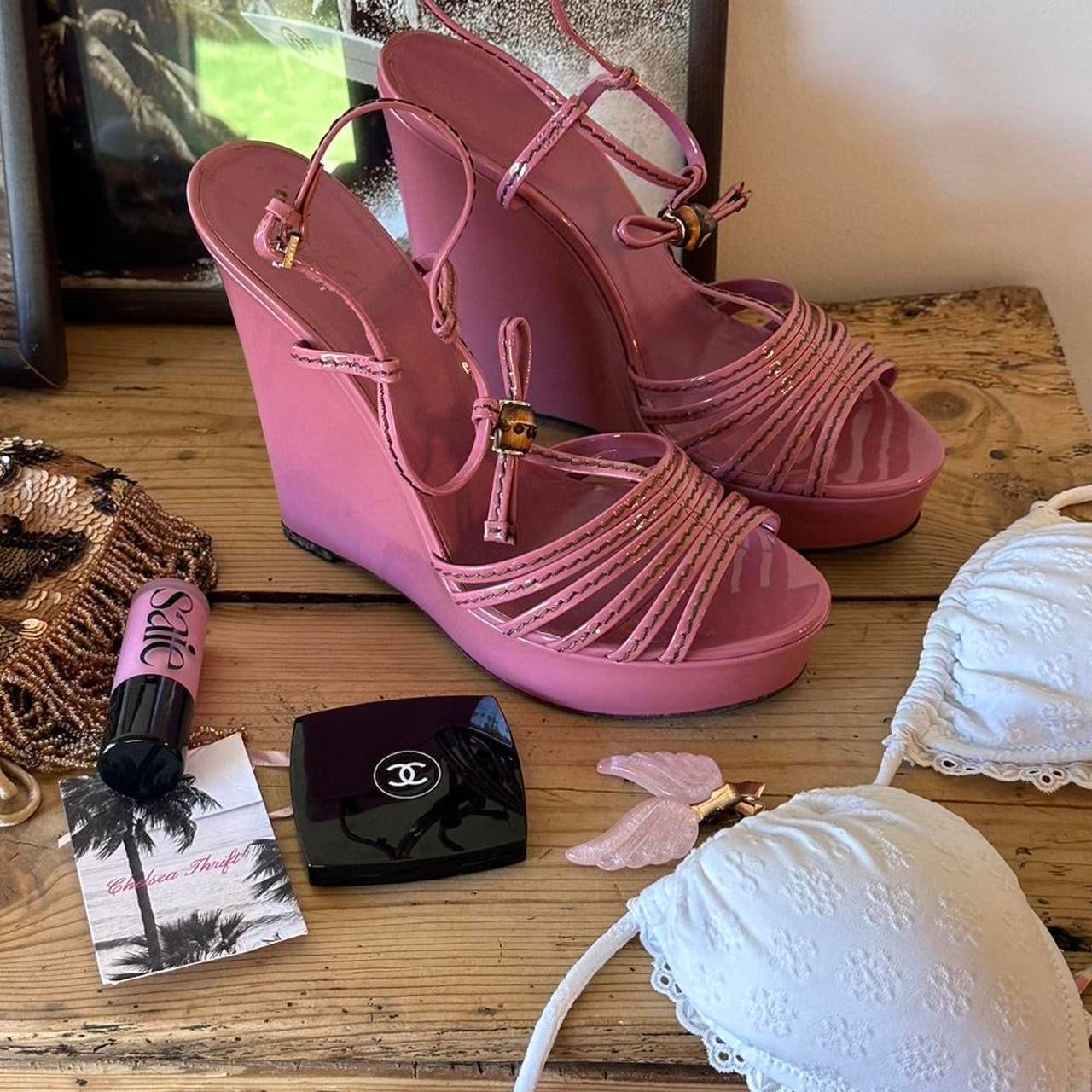 Gucci Bamboo Platform Wedge Sandals