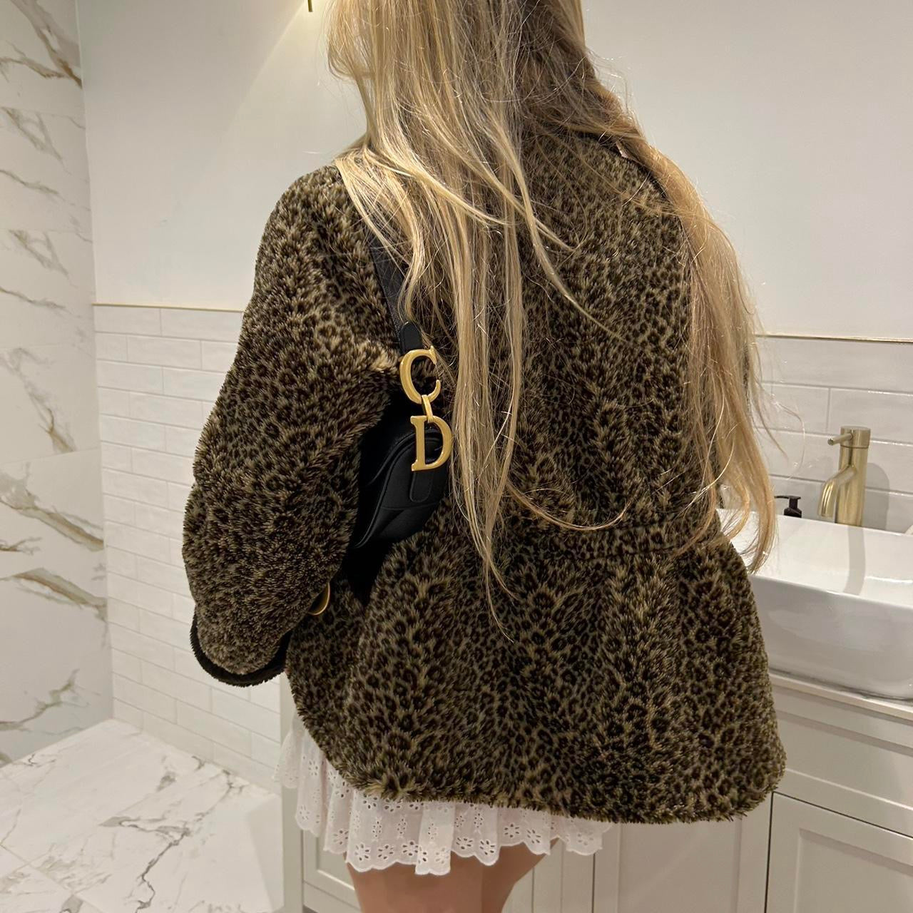 Vintage 2000’s leopard faux fur jacket