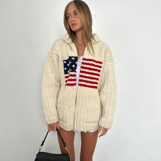 Vintage 90s American flag knit jacket