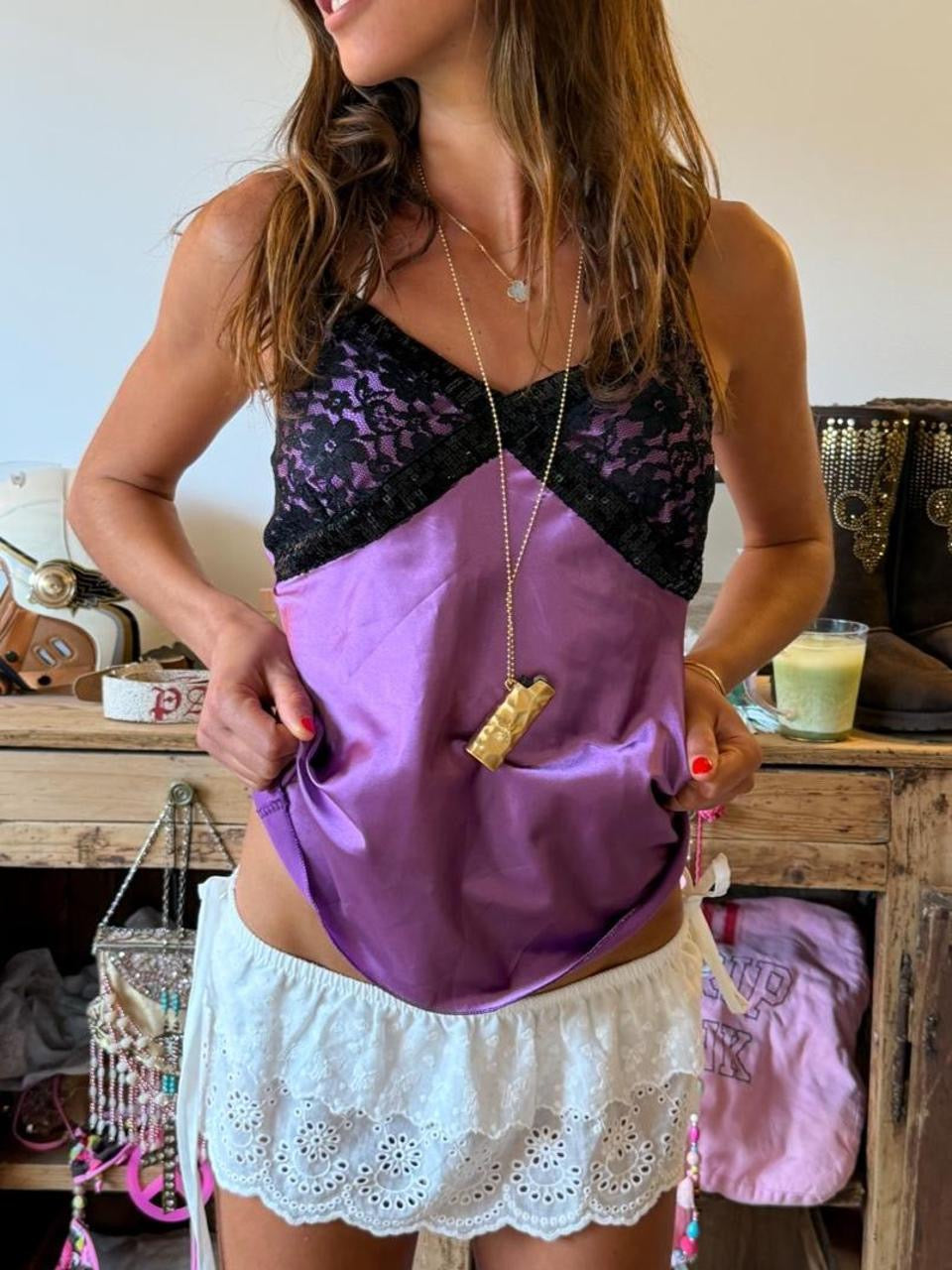 Vintage 00’s purple lace cami top