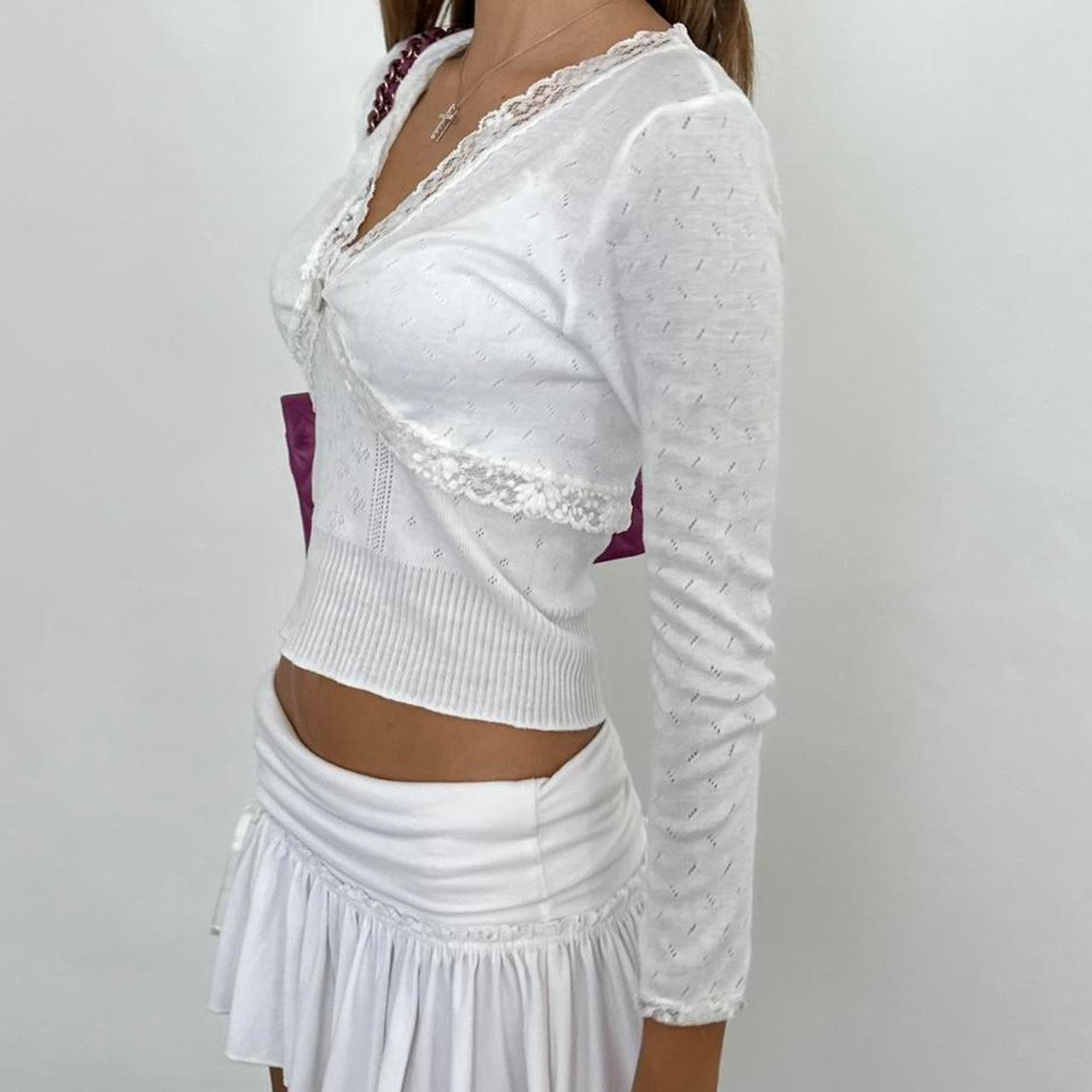 Vintage 00s beautiful white pointelle cardigan top