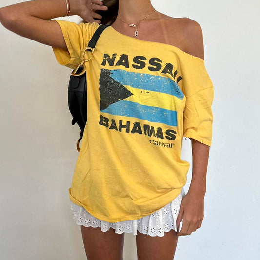 Vintage Nassau Bahamas yellow oversized top