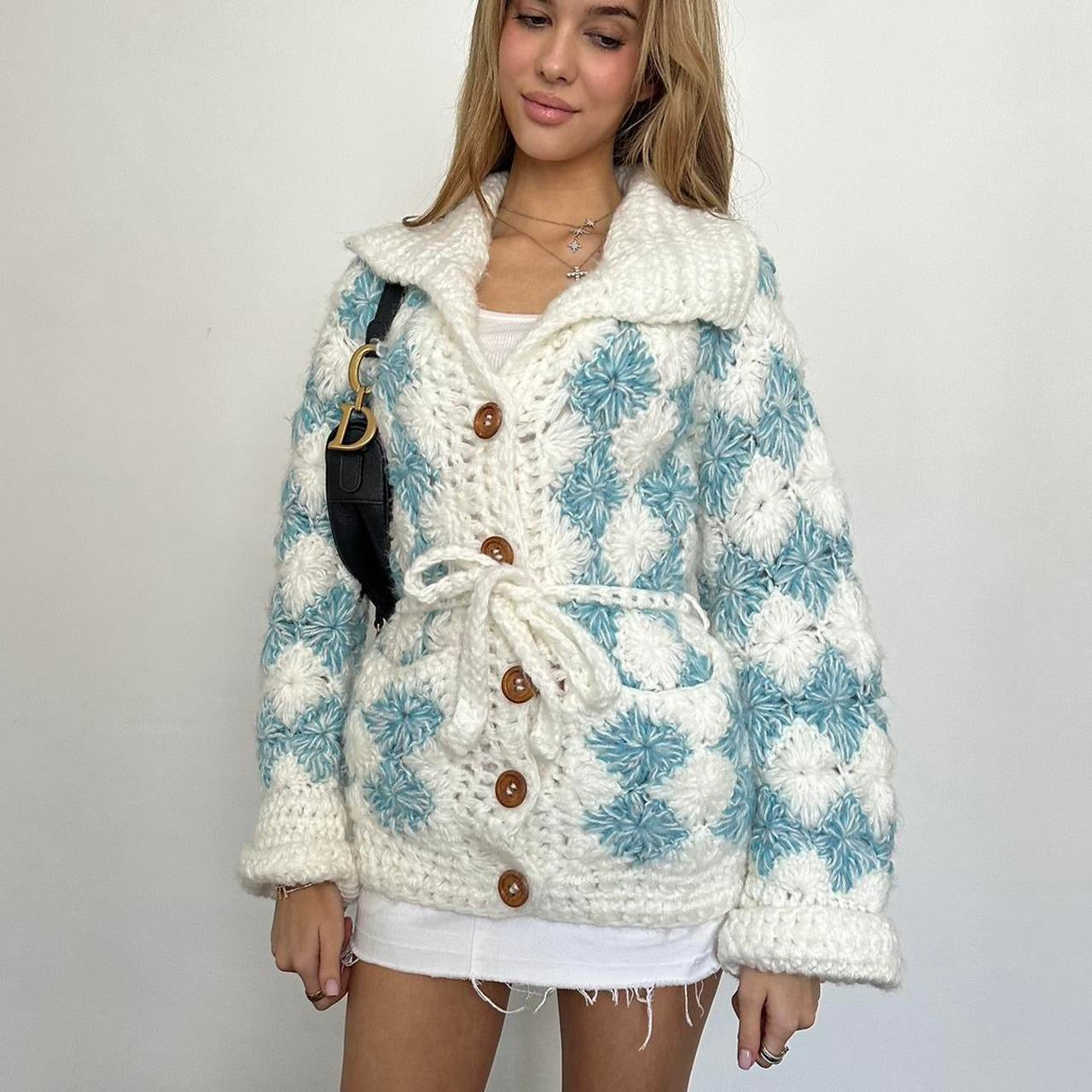 Vintage 2000’s chunky knit crochet cardigan/jacket