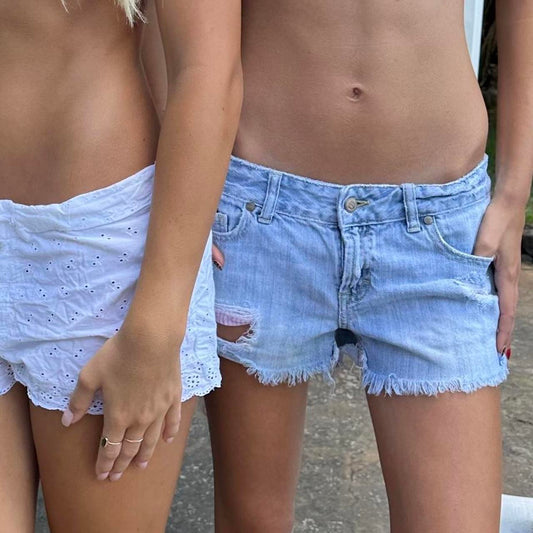 Vintage Pink by Victoria’s Secret 2000’s blue distressed denim shorts
