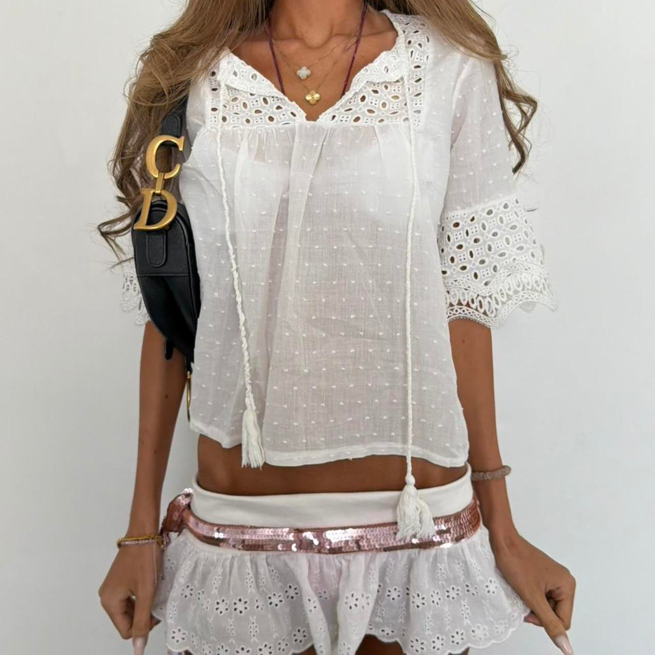 Vintage 00’s white boho top