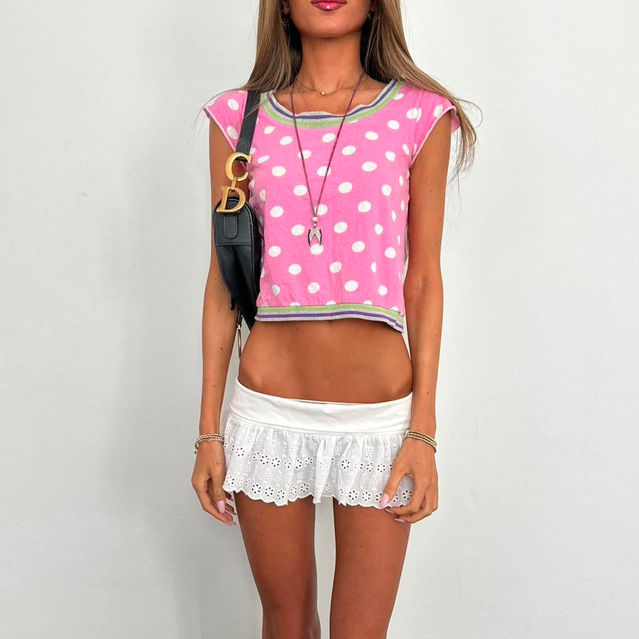 Vintage 2000’s pink polka dot top
