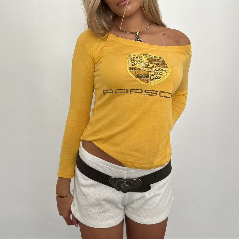 Vintage Porsche yellow long sleeves top