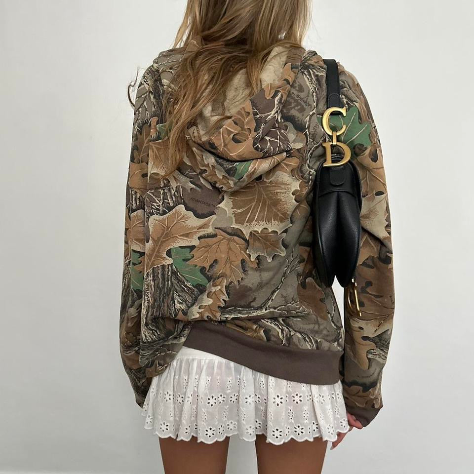 Vintage camo zip up hoodie