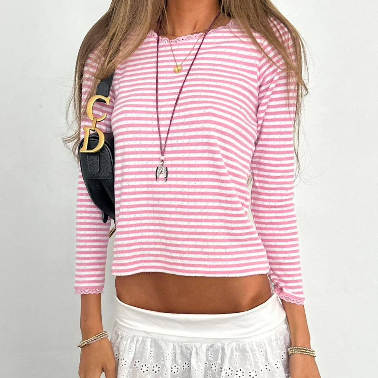 Vintage 2000’s pink long sleeve striped top