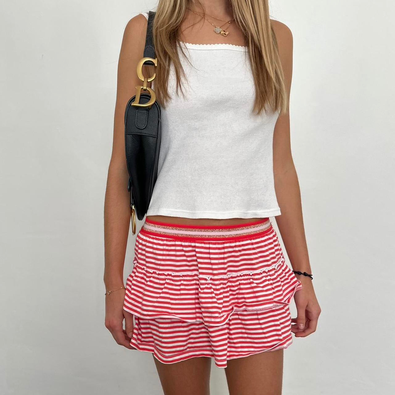 Vintage red and white striped mini skirt