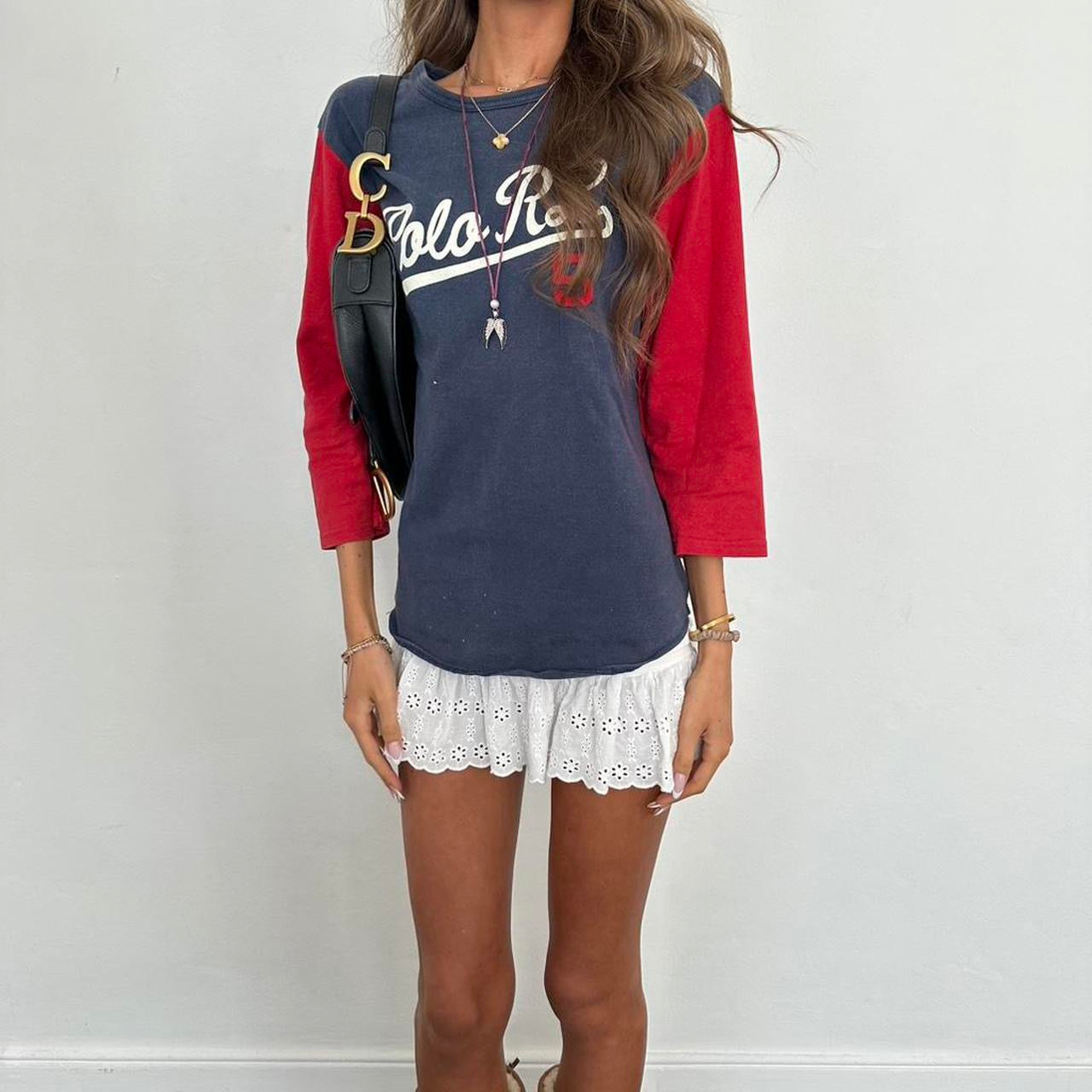Vintage 90’s Polo Ralph Lauren navy and red jersey top