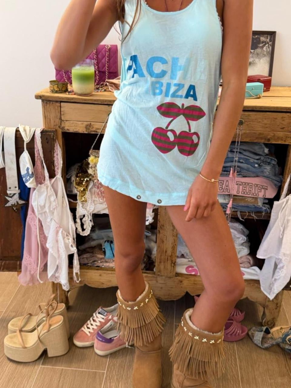 Vintage 00’s Pacha Ibiza blue mini dress