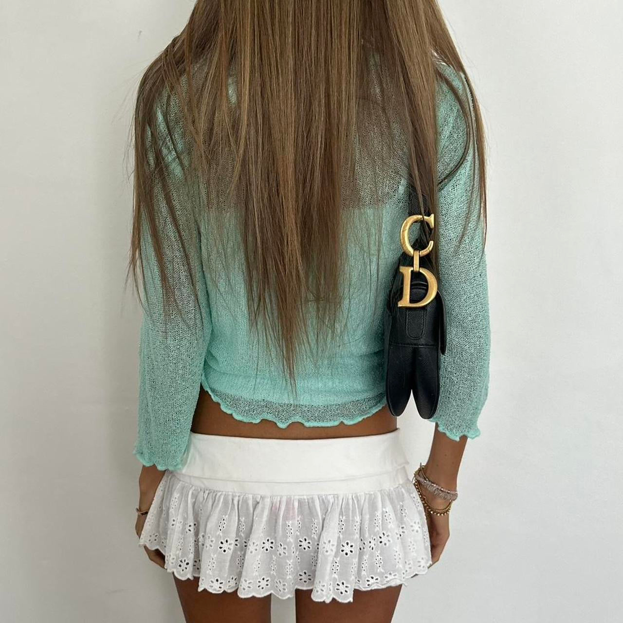 Vintage 2000s aqua tie up top