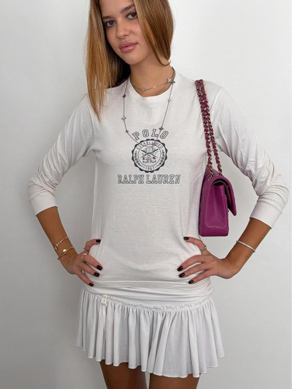 Vintage Polo Jeans long sleeve white preppy top