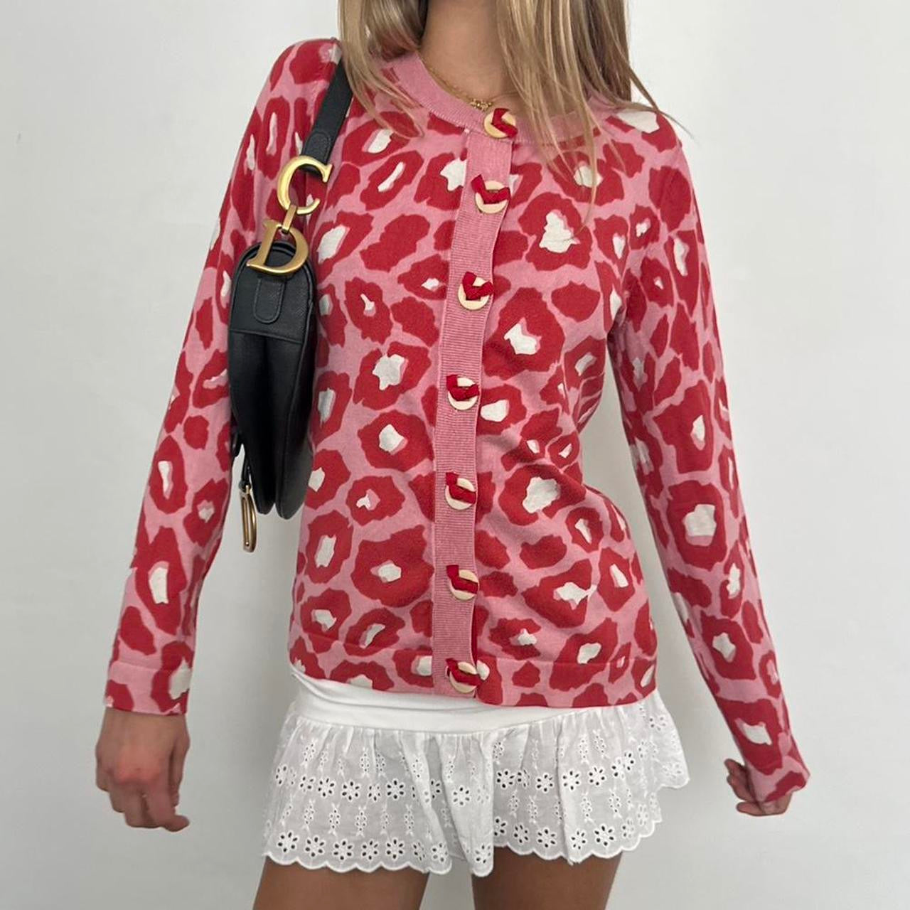 Vintage pink leopard cardigan