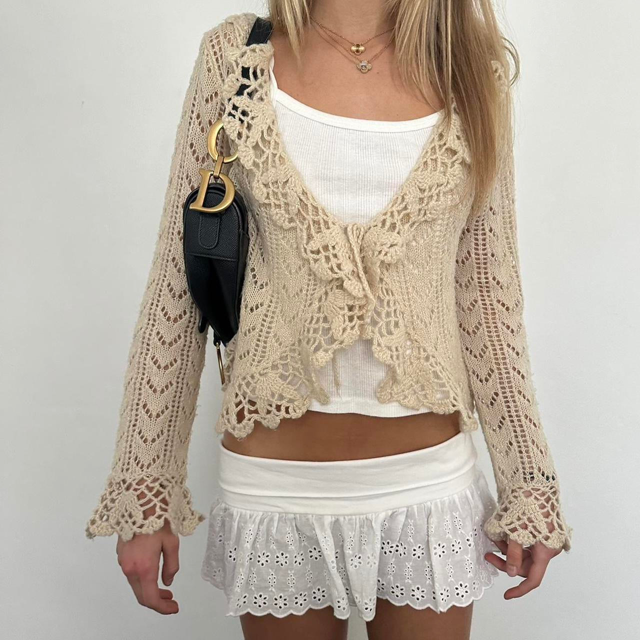 Vintage 90’s cream boho cardigan