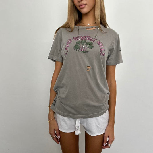 Vintage grey palm tree distressed top