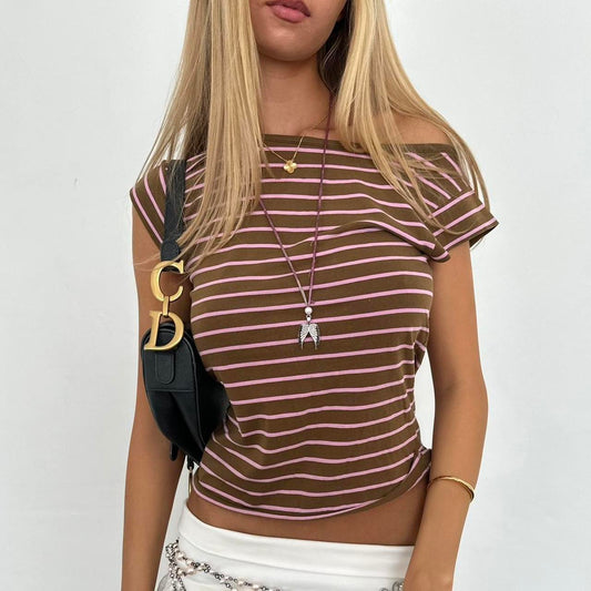 Vintage 2000’s striped brown and pink top