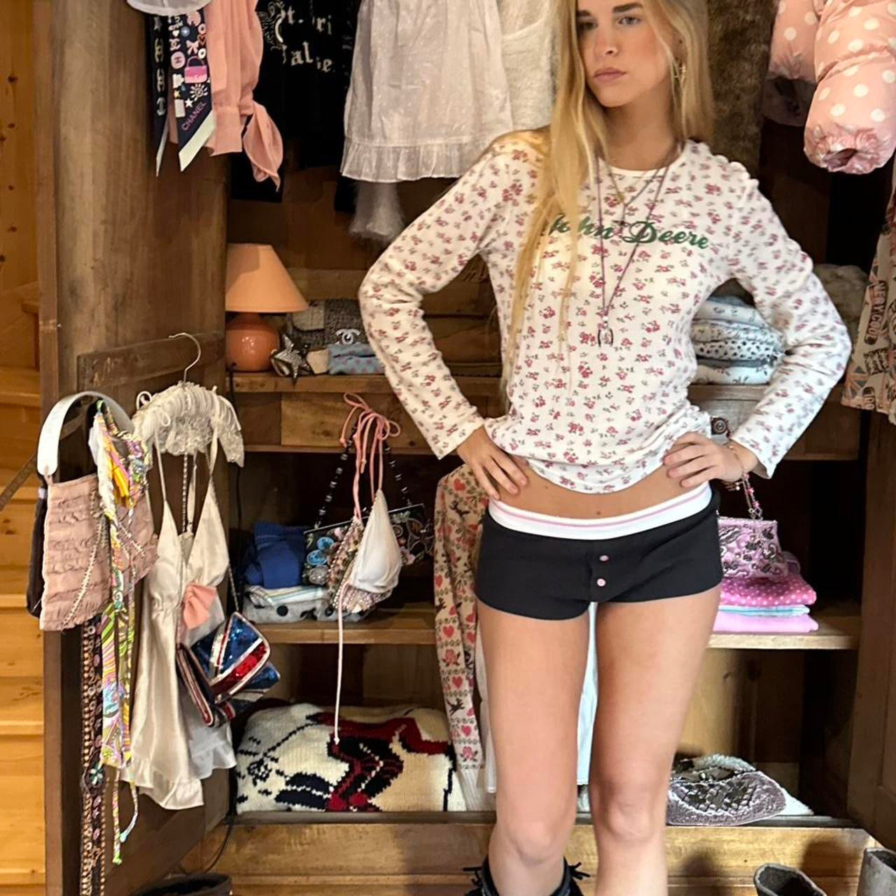 Vintage floral John Deere long sleeve top