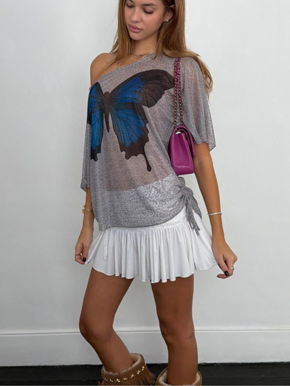 Vintage 00’s butterfly sheer top