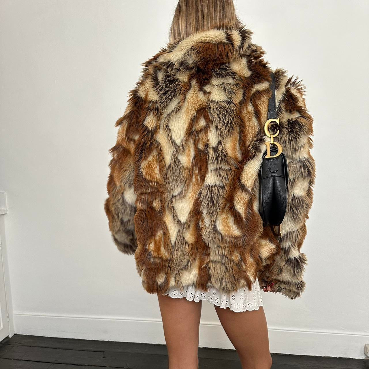 Vintage 2000’s brown faux fur jacket