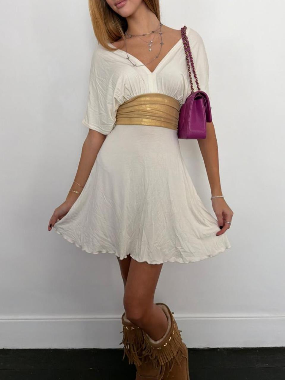 Vintage 00’s gold ribbon mini dress