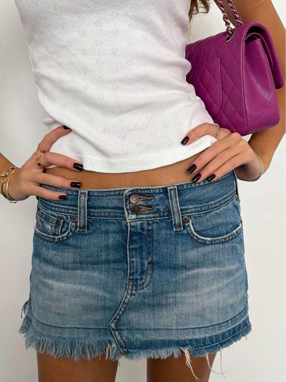 Vintage 00s Abercrombie and Fitch denim low rise mini skirt